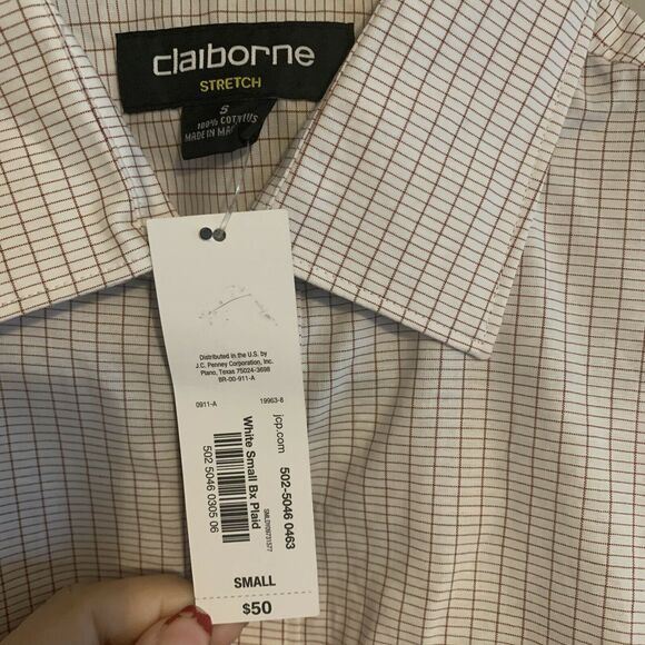 Claiborne Long Sleeve Stretch Button Down Dress Shirt Plaid Size Small New - Picture 4 of 5